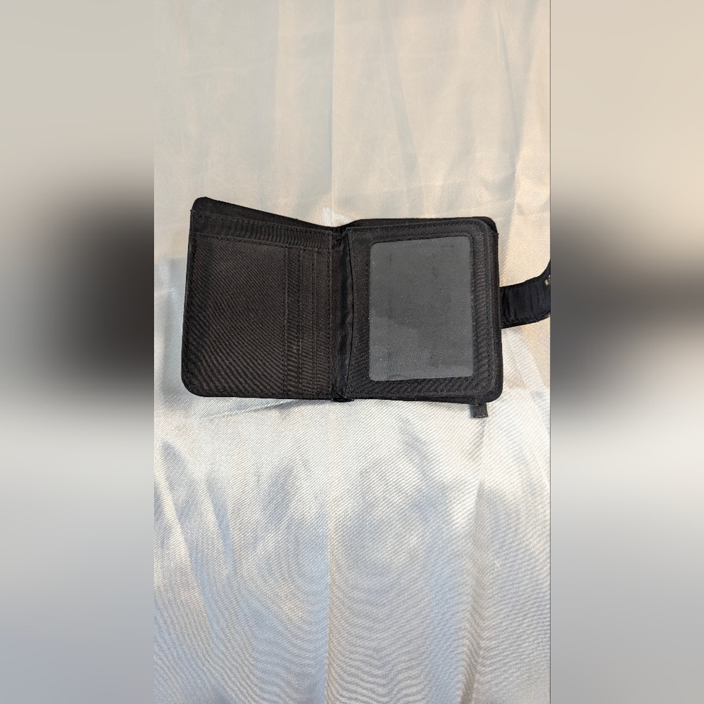 Women's wallet black soft faux-leather bifold extra flap braided detail NWOT - Picture 6 of 8